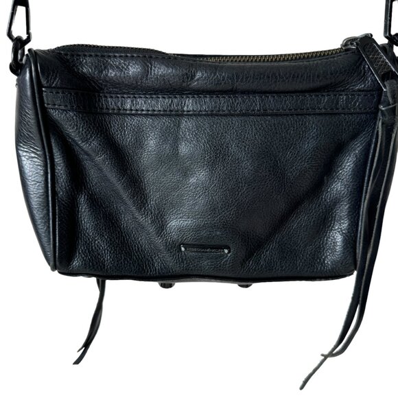 Rebecca Minkoff Black Leather Crossbody Partial Chain Link Shoulder Strap - Picture 2 of 16